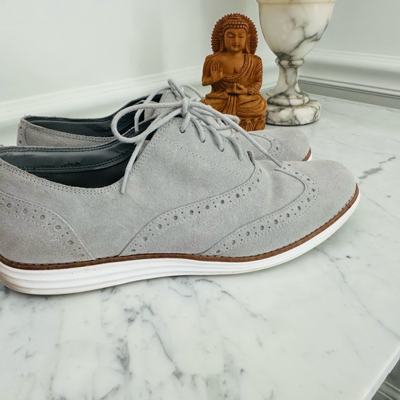 Cole Haan Women's Vapor Gray Suede Grand Wingtip II Lace Up Loafers Size 10 B - Picture 3 of 3